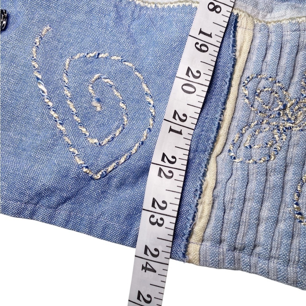 Tantrums Vintage Blue and Cream Patchwork Embroidered Jean Jacket - Picture 12 of 13
